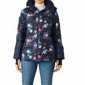 Tory Burch Navy Floral Puffer Jacket